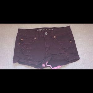 Maroon jean shorts